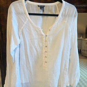 NIC+ZOE Women's Cream Button-Front Blouse